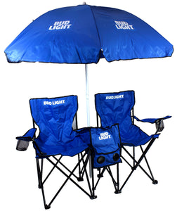 Bud Light Double Folding Chair with Umbrella