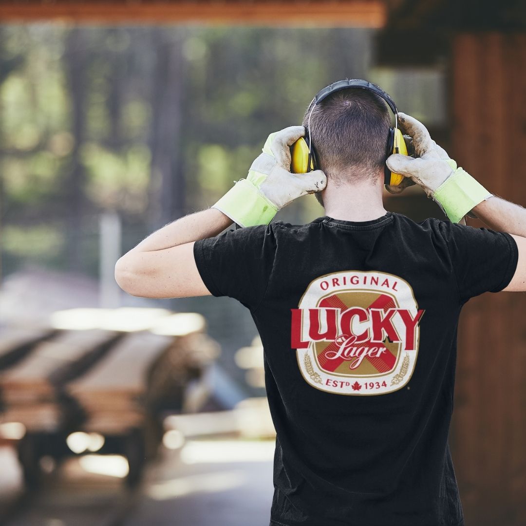 Lucky Lager Back Crest Unisex T-Shirt – Shop Beer Gear