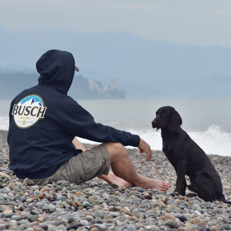 Busch Navy Hoodie with Back Logo