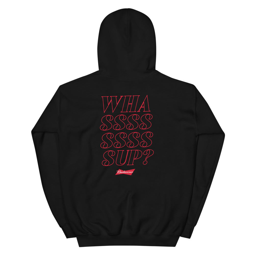 Budweiser WHASSSUP Black Unisex Hoodie Shop Beer Gear