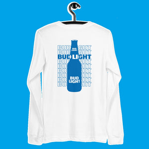Bud Light T-shirt à manches longues unisexe avec graphique de bouteille rétro dans le dos