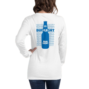 Bud Light Unisex Long Sleeve Tee with Retro Bottle Graphic on Back