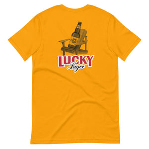 Lucky Lager Unisex Tee with Back Muskoka Chair