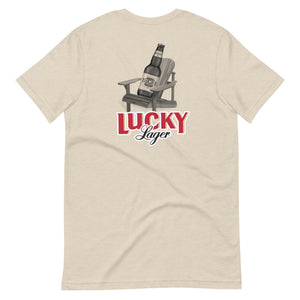 Lucky Lager Unisex Tee with Back Muskoka Chair